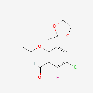 3-Chloro-6-ethoxy-2-fluoro-5-(2-methyl-1,3-dioxolan-2-yl)benzaldehyde