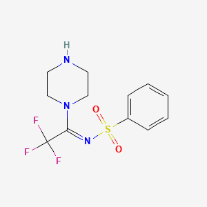 N-[(1Z)-2,2,2-trifluoro-1-(piperazin-1-yl)ethylidene]benzenesulfonamide