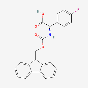 molecular formula C23H18FNO4 B1301976 (2S)-2-(9H-fluoren-9-ylmethoxycarbonylamino)-2-(4-fluorophenyl)acetic Acid CAS No. 678988-18-6