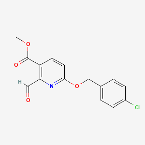 molecular formula C15H12ClNO4 B13019827 Methyl 6-((4-chlorobenzyl)oxy)-2-formylnicotinate 