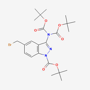 tert-butyl 3-{bis[(tert-butoxy)carbonyl]amino}-5-(bromomethyl)-1H-indazole-1-carboxylate