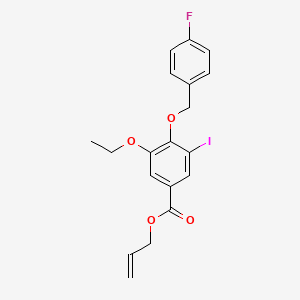 molecular formula C19H18FIO4 B13021569 Allyl 3-ethoxy-4-((4-fluorobenzyl)oxy)-5-iodobenzoate 