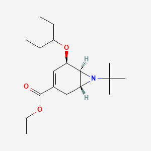 molecular formula C18H31NO3 B13024239 ethyl (1R,5R,6S)-7-tert-butyl-5-pentan-3-yloxy-7-azabicyclo[4.1.0]hept-3-ene-3-carboxylate 