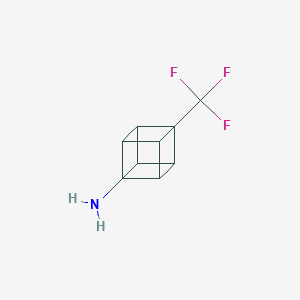 molecular formula C9H8F3N B13024285 8-(Trifluoromethyl)cuban-1-amine 