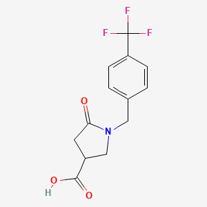 molecular formula C13H12F3NO3 B1302429 5-Oxo-1-[4-(trifluoromethyl)benzyl]pyrrolidine-3-carboxylic acid CAS No. 253178-82-4