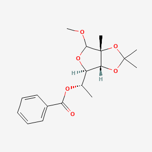 molecular formula C18H24O6 B13024356 [(1S)-1-[(3aR,6R,6aR)-4-methoxy-2,2,3a-trimethyl-6,6a-dihydro-4H-furo[3,4-d][1,3]dioxol-6-yl]ethyl] benzoate 