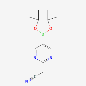 molecular formula C12H16BN3O2 B13024375 2-(5-(4,4,5,5-Tetramethyl-1,3,2-dioxaborolan-2-yl)pyrimidin-2-yl)acetonitrile 