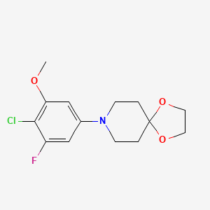 molecular formula C14H17ClFNO3 B13024486 8-(4-Chloro-3-fluoro-5-methoxyphenyl)-1,4-dioxa-8-azaspiro[4.5]decane 