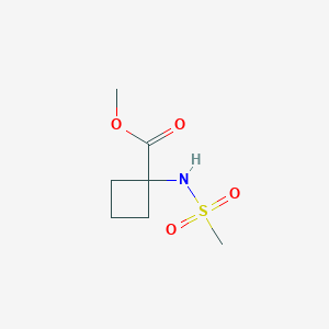 molecular formula C7H13NO4S B13024499 1-Methanesulfonylamino-cyclobutanecarboxylic acid methyl ester 