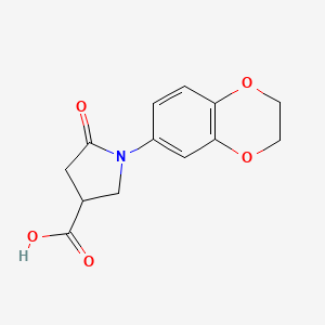 molecular formula C13H13NO5 B1302453 1-(2,3-Dihydro-1,4-benzodioxin-6-yl)-5-oxopyrrolidine-3-carboxylic acid CAS No. 260555-42-8