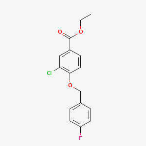 molecular formula C16H14ClFO3 B13024556 Ethyl 3-chloro-4-((4-fluorobenzyl)oxy)benzoate 