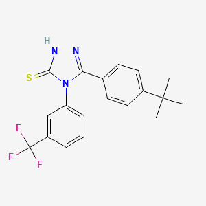 molecular formula C19H18F3N3S B1302463 5-(4-tert-Butylphenyl)-4-[3-(trifluoromethyl)phenyl]-1,2,4-triazole-3-thiol CAS No. 261633-26-5