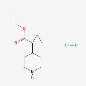 molecular formula C11H20ClNO2 B13024665 Ethyl1-(piperidin-4-yl)cyclopropanecarboxylatehydrochloride 