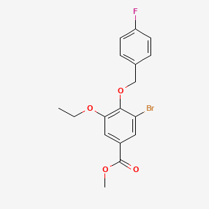 molecular formula C17H16BrFO4 B13024675 Methyl 3-bromo-5-ethoxy-4-((4-fluorobenzyl)oxy)benzoate 