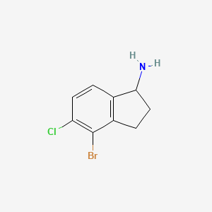 molecular formula C9H9BrClN B13024693 4-Bromo-5-chloro-2,3-dihydro-1H-inden-1-amine 