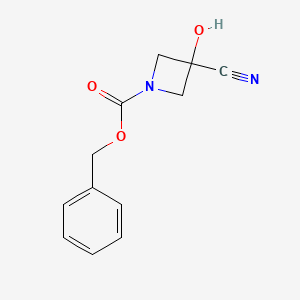 molecular formula C12H12N2O3 B13024723 Benzyl 3-cyano-3-hydroxyazetidine-1-carboxylate 