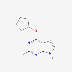 molecular formula C12H15N3O B13024807 4-(Cyclopentyloxy)-2-methyl-7H-pyrrolo[2,3-d]pyrimidine 