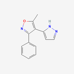 molecular formula C13H11N3O B1302485 5-methyl-3-phenyl-4-(1H-pyrazol-5-yl)isoxazole CAS No. 265125-69-7