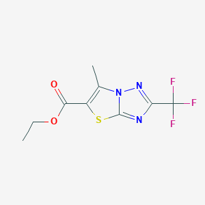 molecular formula C9H8F3N3O2S B1302486 Ethyl 6-methyl-2-(trifluoromethyl)-[1,3]thiazolo[3,2-b][1,2,4]triazole-5-carboxylate 