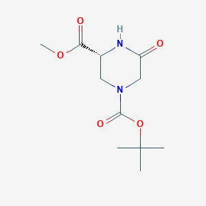 molecular formula C11H18N2O5 B13024939 1-(tert-Butyl)3-methyl(R)-5-oxopiperazine-1,3-dicarboxylate 