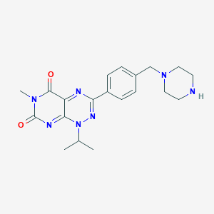 molecular formula C20H25N7O2 B13024977 1-Isopropyl-6-methyl-3-(4-(piperazin-1-ylmethyl)phenyl)pyrimido[5,4-e][1,2,4]triazine-5,7(1H,6H)-dione 