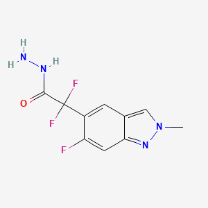 molecular formula C10H9F3N4O B13025010 2,2-Difluoro-2-(6-fluoro-2-methyl-2H-indazol-5-yl)acetohydrazide 