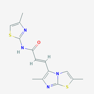 molecular formula C14H14N4OS2 B13025018 3-(2,6-Dimethylimidazo[2,1-b]thiazol-5-yl)-N-(4-methylthiazol-2-yl)acrylamide 