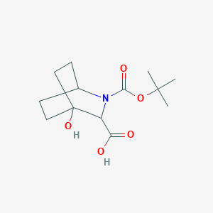 molecular formula C13H21NO5 B13025043 2-(Tert-butoxycarbonyl)-4-hydroxy-2-azabicyclo[2.2.2]octane-3-carboxylic acid 