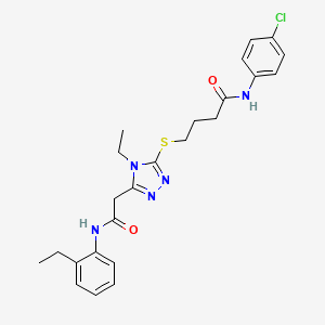 molecular formula C24H28ClN5O2S B13025141 N-(4-Chlorophenyl)-4-((4-ethyl-5-(2-((2-ethylphenyl)amino)-2-oxoethyl)-4H-1,2,4-triazol-3-yl)thio)butanamide 