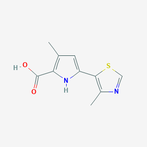 molecular formula C10H10N2O2S B13025149 3-Methyl-5-(4-methylthiazol-5-yl)-1H-pyrrole-2-carboxylicacid 