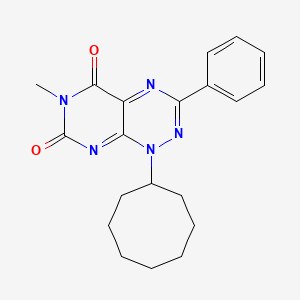 molecular formula C20H23N5O2 B13025229 1-Cyclooctyl-6-methyl-3-phenylpyrimido[5,4-e][1,2,4]triazine-5,7(1H,6H)-dione 