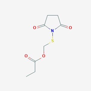 molecular formula C8H11NO4S B13025375 ((2,5-Dioxopyrrolidin-1-yl)thio)methyl propionate 