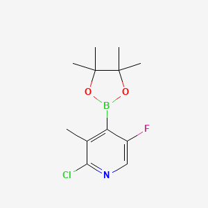 molecular formula C12H16BClFNO2 B13025393 2-Chloro-5-fluoro-3-methyl-4-(4,4,5,5-tetramethyl-1,3,2-dioxaborolan-2-yl)pyridine 