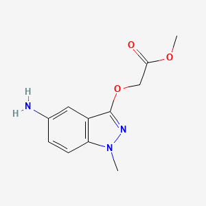 molecular formula C11H13N3O3 B13025398 Methyl 2-((5-amino-1-methyl-1H-indazol-3-yl)oxy)acetate 