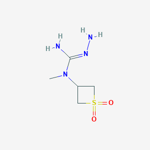 molecular formula C5H12N4O2S B13025419 N-(1,1-Dioxidothietan-3-yl)-N-methylhydrazinecarboximidamide 