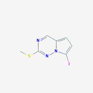 molecular formula C7H6IN3S B13025447 7-Iodo-2-(methylsulfanyl)pyrrolo[2,1-f][1,2,4]triazine 