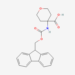 molecular formula C21H21NO5 B1302551 4-((((9H-Fluoren-9-yl)methoxy)carbonyl)amino)tetrahydro-2H-pyran-4-carboxylic acid CAS No. 285996-72-7