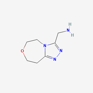 molecular formula C7H12N4O B13025549 5H,6H,8H,9H-[1,2,4]triazolo[4,3-d][1,4]oxazepin-3-ylmethanamine 