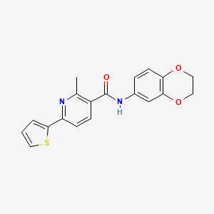 molecular formula C19H16N2O3S B13025603 N-(2,3-Dihydrobenzo[b][1,4]dioxin-6-yl)-2-methyl-6-(thiophen-2-yl)nicotinamide 