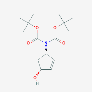 molecular formula C15H25NO5 B13025609 (1S-cis)-Bis(1,1-dimethylethyl)-4-hydroxy-2-cyclopentenylimidodicarbonate 