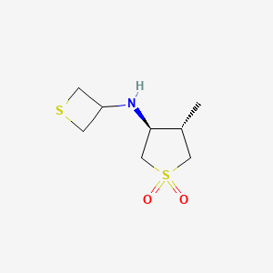 molecular formula C8H15NO2S2 B13025661 (3S,4S)-3-Methyl-4-(thietan-3-ylamino)tetrahydrothiophene 1,1-dioxide 