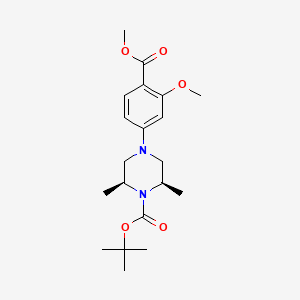 molecular formula C20H30N2O5 B13025838 Tert-butyl (2S,6R)-4-(3-methoxy-4-(methoxycarbonyl)phenyl)-2,6-dimethylpiperazine-1-carboxylate 