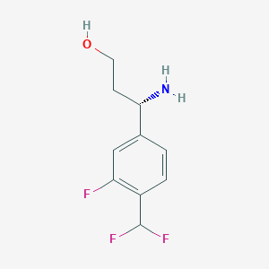 molecular formula C10H12F3NO B13025860 (3S)-3-Amino-3-[4-(difluoromethyl)-3-fluorophenyl]propan-1-OL 