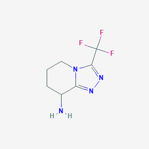 molecular formula C7H9F3N4 B13025887 3-(Trifluoromethyl)-5,6,7,8-tetrahydro-[1,2,4]triazolo[4,3-a]pyridin-8-amine 