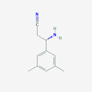 molecular formula C11H14N2 B13026015 (3S)-3-Amino-3-(3,5-dimethylphenyl)propanenitrile 