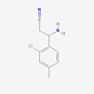 molecular formula C10H11ClN2 B13026200 3-Amino-3-(2-chloro-4-methylphenyl)propanenitrile 