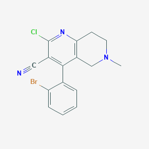 molecular formula C16H13BrClN3 B13026244 4-(2-Bromophenyl)-2-chloro-6-methyl-5,6,7,8-tetrahydro-1,6-naphthyridine-3-carbonitrile 