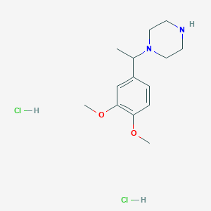 molecular formula C14H24Cl2N2O2 B13026264 1-(1-(3,4-Dimethoxyphenyl)ethyl)piperazine 2hcl 