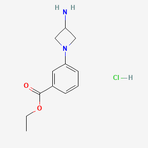 molecular formula C12H17ClN2O2 B13026336 Ethyl 3-(3-aminoazetidin-1-YL)benzoate hcl 