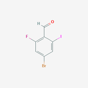 molecular formula C7H3BrFIO B13026472 4-Bromo-2-fluoro-6-iodobenzaldehyde 